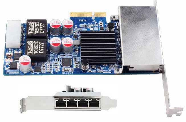 4 Port Gigabit PoE+ Netzwerkkarte | 4 Port Gigabit PoE+ Network Card 1ST-4PoE+350 | PoE+ PCIe NIC