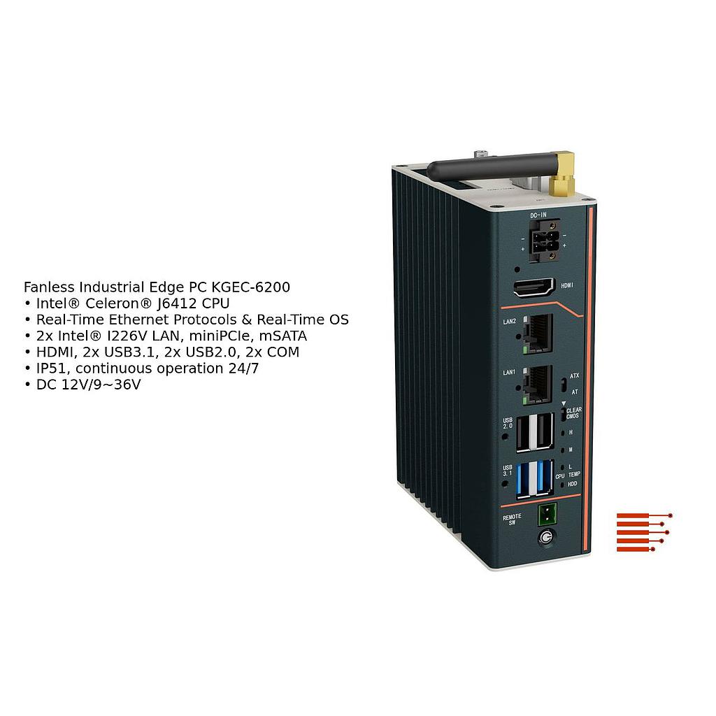 Fanless Industrial Edge PC KGEC-6200