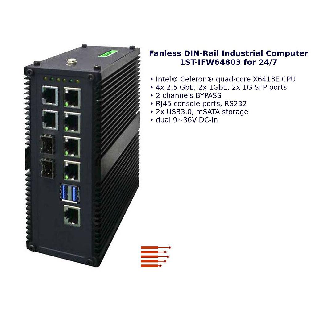 Luefterloser Industrie DIN-Rail-PC 1ST-IFW64803