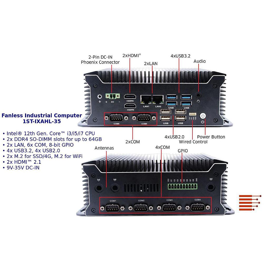 Fanless Industrial Computer 1ST-IXAHL-35, 24/7 |1ST-embedded